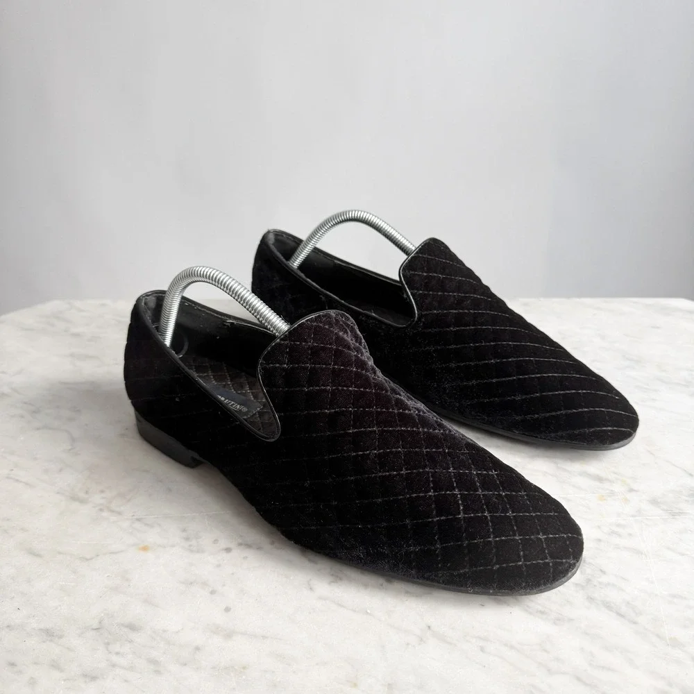 Giorgio Brutini men's black velvet quilted loafers‎ size 9